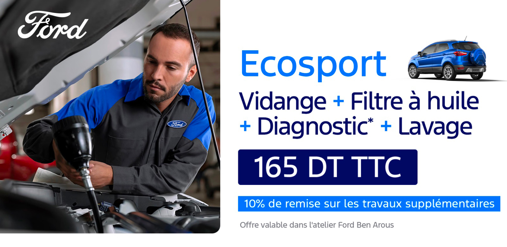 Nouvelle offre exceptionnelle Forfait Vidange pour Ford Ecosport